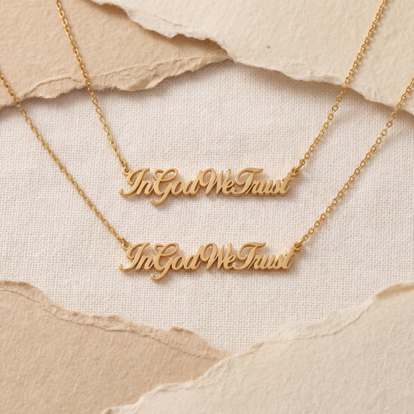 Custom Name Necklace, In God We Trust Pendant, Patriotic Jewelry, Independence Day Gift, Dainty Word Choker, Christian Faith Charm