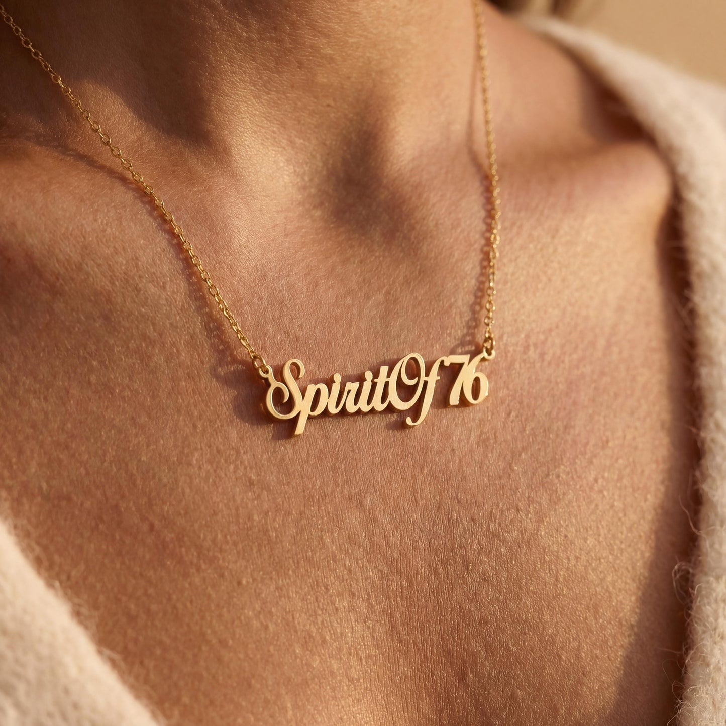 Spirit Of 76 Necklace, Patriotic Jewelry, USA 250th Anniversary, Name Necklace, July 4th Gift, Personalized Choker, Dainty Pendant
